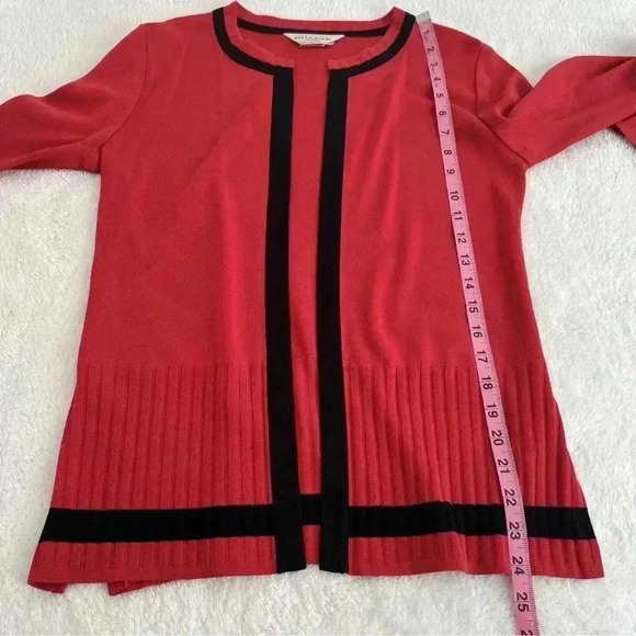 EXCLUSIVELY MISOOK Open Front Knit Cardigan Sweater Black Red Sz xS - Picture 11 of 11